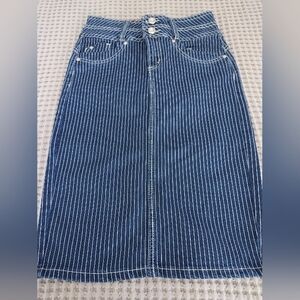 Salvaje.E. Blue Striped Denim Skirt